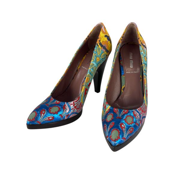 Miu Miu Brocade Heels - Picture 1 of 8